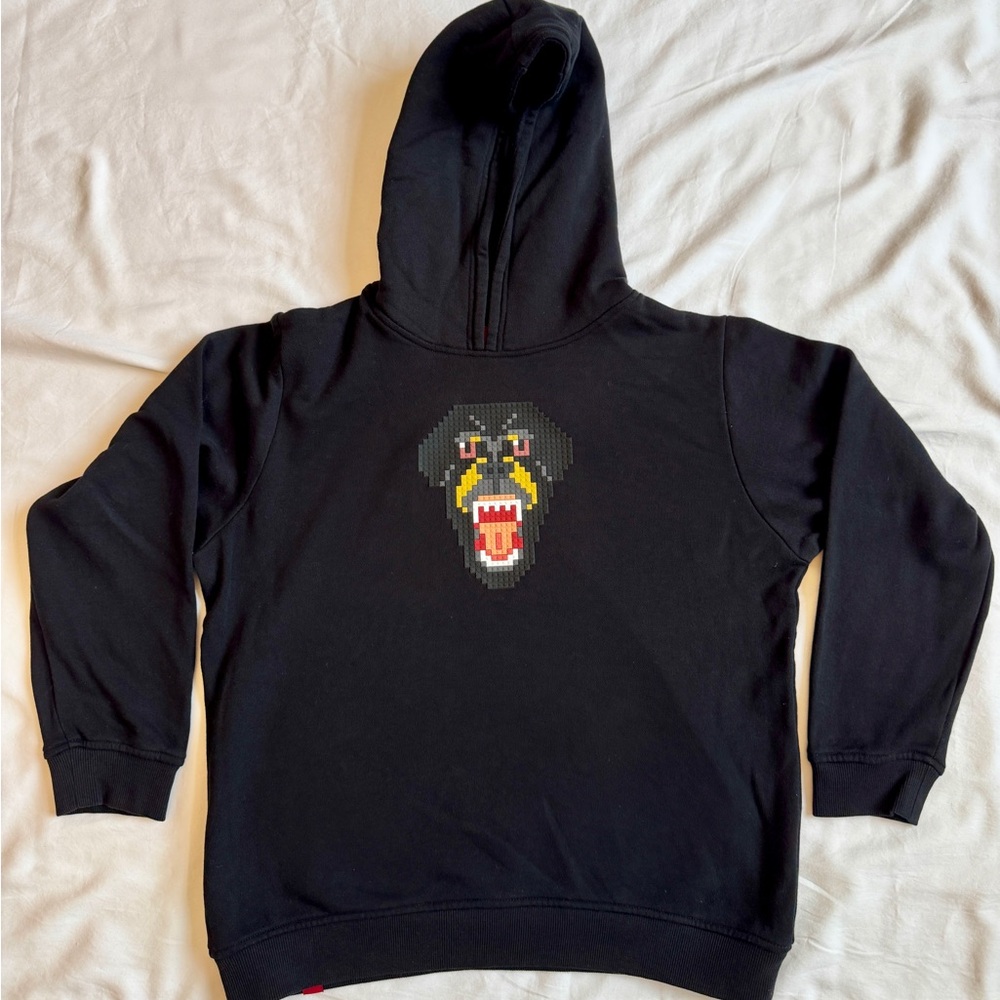Black Hoodie w/3-D Pixelated Rottweiler Graphic - Asian Streetwear brand 8-Bit